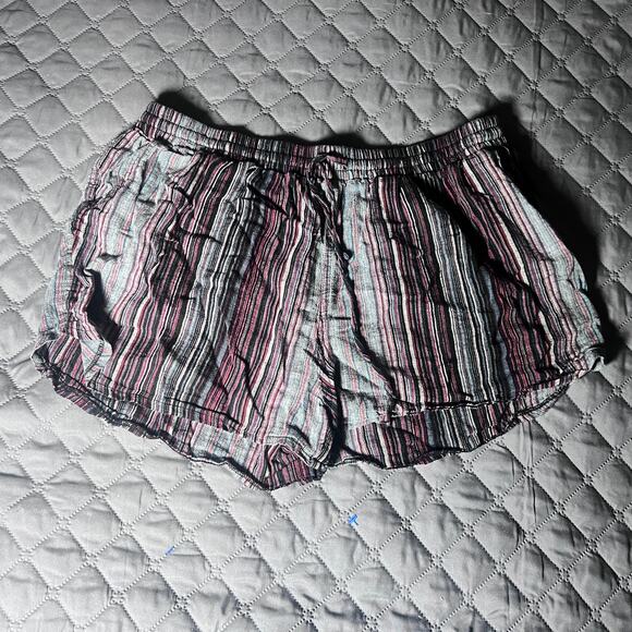 Universal Thread Linen Blend Striped Shorts Women’s Large Pull On Casual Pockets - Picture 1 of 5